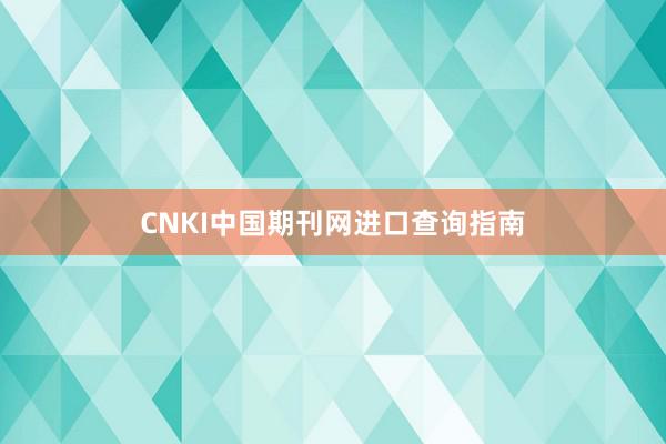 CNKI中国期刊网进口查询指南